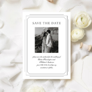 Formal Script w/ Geometric Frame Photo Wedding Save The Date