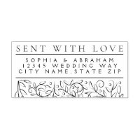 Formal Scrolling Leaves Sketch Wedding Address