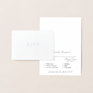 Formal Silver Foil RSVP Wedding Card