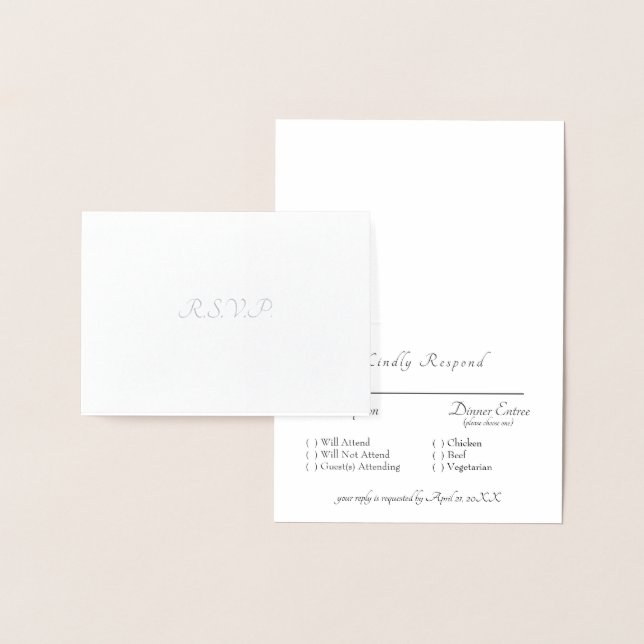 Formal Silver Foil RSVP Wedding Card (Display)