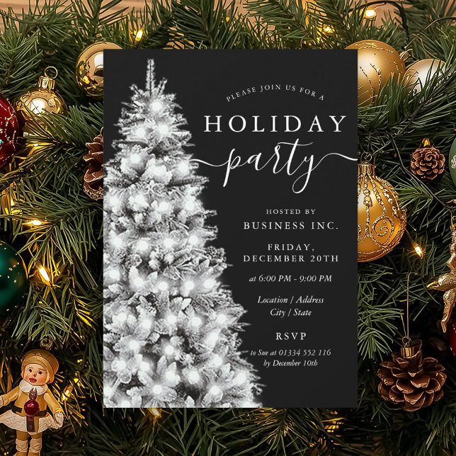 Formal Silver Xmas Tree Corporate Holiday Party  Invitation (Formal Silver Xmas Tree Corporate Holiday Party Invitation)
