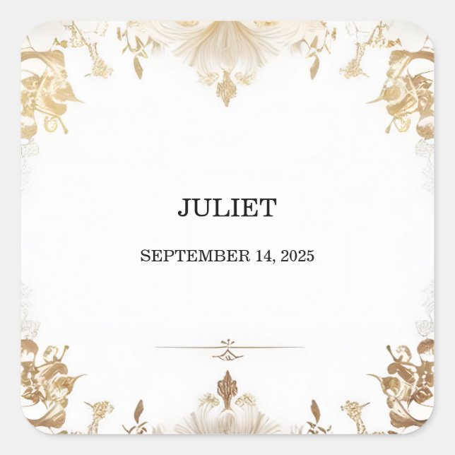 Formal Simple Classic Blank Bridal Shower Square Sticker (Front)