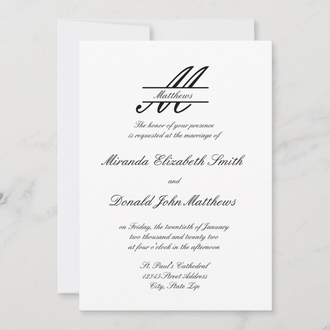 Formal Simple Elegant - Wedding Invitation (Front)
