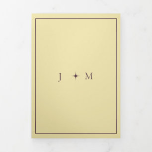 Formal Simple Frame Modern Wedding Midnight Fig Tri-Fold Card