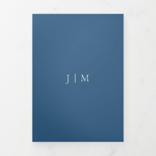 Formal Simple Navy Blue Wedding Tri-Fold Card