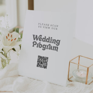 Formal Simple QR Code Wedding Program Pedestal Sign