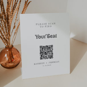 Formal Simple Seating Chart QR Code Pedestal Sign