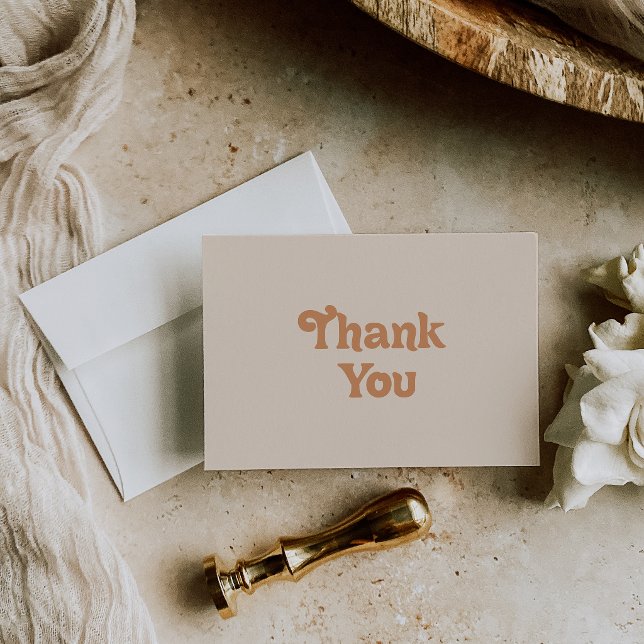 Formal Simple Terracotta Flat Wedding Thank You Card (Creator Uploaded)