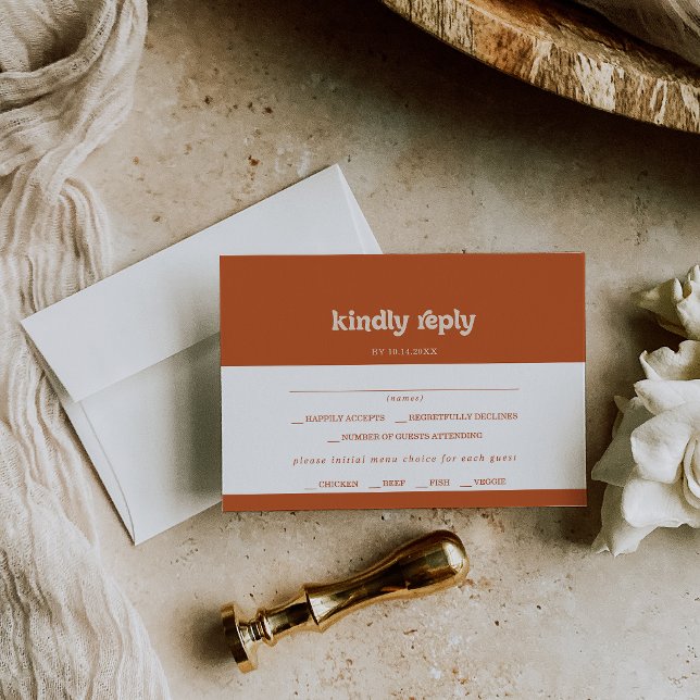 Formal Simple Terracotta Menu Choice RSVP Card (Creator Uploaded)