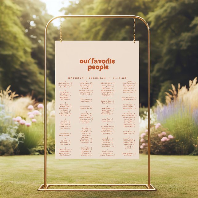 Formal Simple Terracotta Printable Seating Chart (Creator Uploaded)