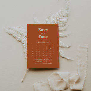 Formal Simple Terracotta QR Code Calendar Save The Date