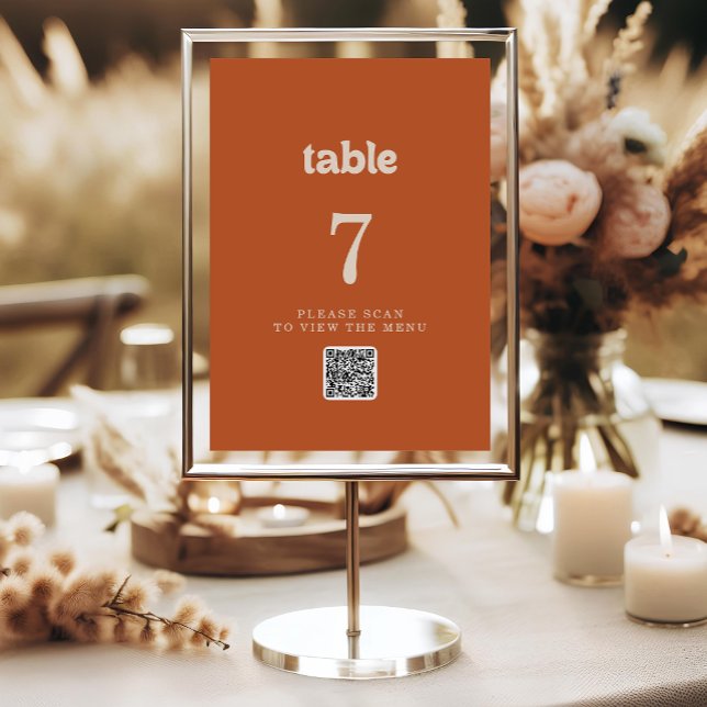 Formal Simple Terracotta QR Code Table Numbers (Creator Uploaded)