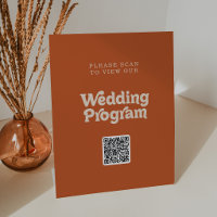Formal Simple Terracotta QR Code Wedding Program