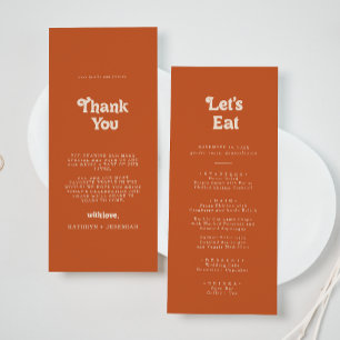 Formal Simple Terracotta Thank You and Wedding Menu