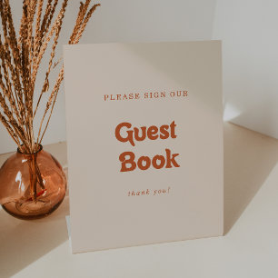 Formal Simple Terracotta Wedding Guest Book Pedestal Sign