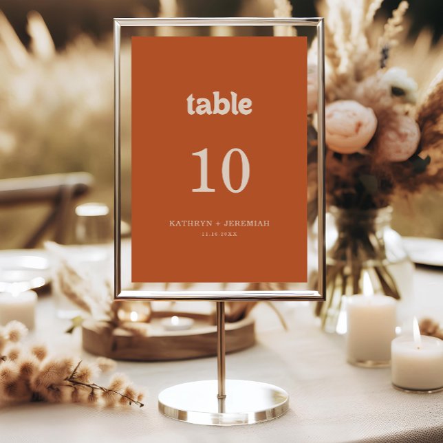 Formal Simple Terracotta Wedding Table Numbers (Creator Uploaded)