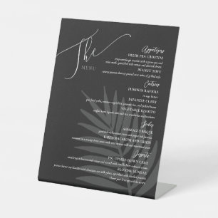 Formal Simple Wedding Menu Black White Grey Pedestal Sign