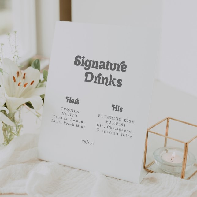 Formal Simple Wedding Signature Drinks Pedestal Sign (Creator Uploaded)