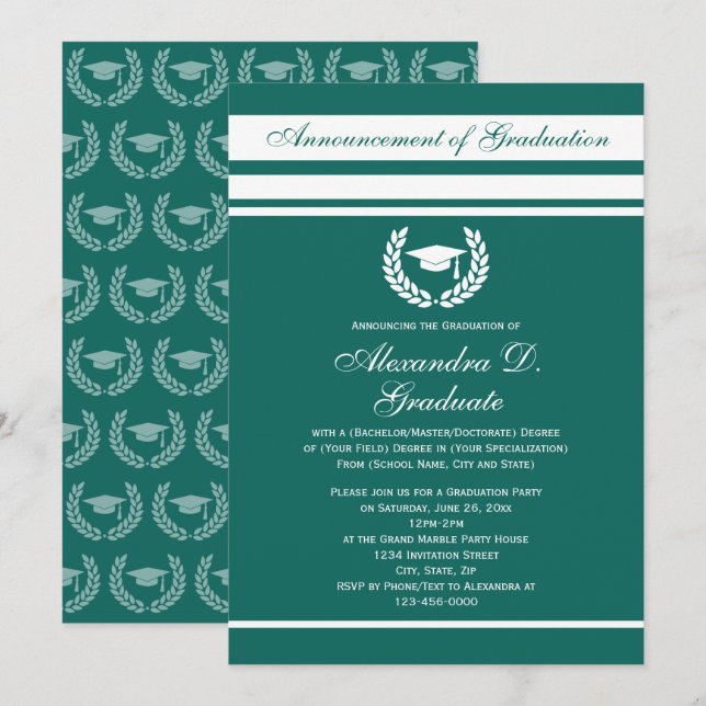 Formal Stripes College High School Graduation Invitation (Front/Back)