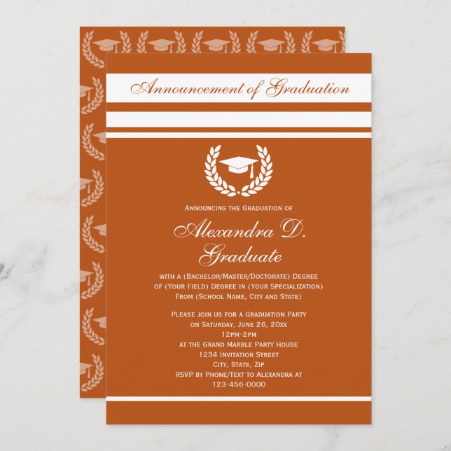 Formal Stripes College High School Graduation Invitation (Front/Back)