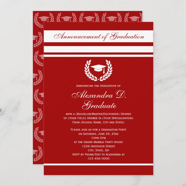 Formal Stripes College High School Graduation Invitation (Front/Back)
