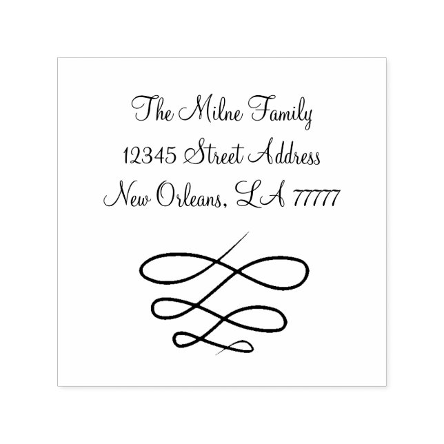 Formal Swirly Line - Self-Inking Address Stamp (Design)