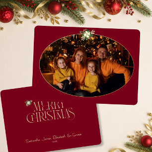 Formal Teal Oval Christmas Photo Framed in Gold