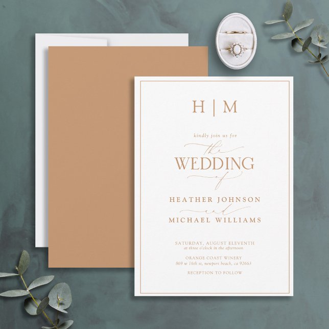Formal Terracotta Monogram Calligraphy Wedding Invitation (Creator Uploaded)