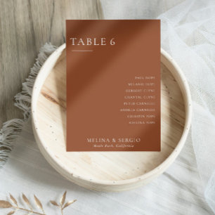 Formal Terracotta Wedding Table 6 Seating Chart Invitation