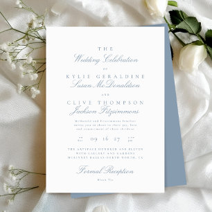 Formal Traditional Elegant Classic Dusty Blue Invitation