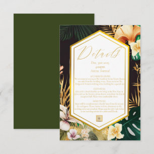 Formal Tropical Destination Wedding Details Card