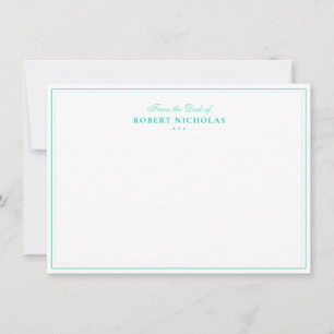 Formal Turquoise Script Two Border Stationery Card