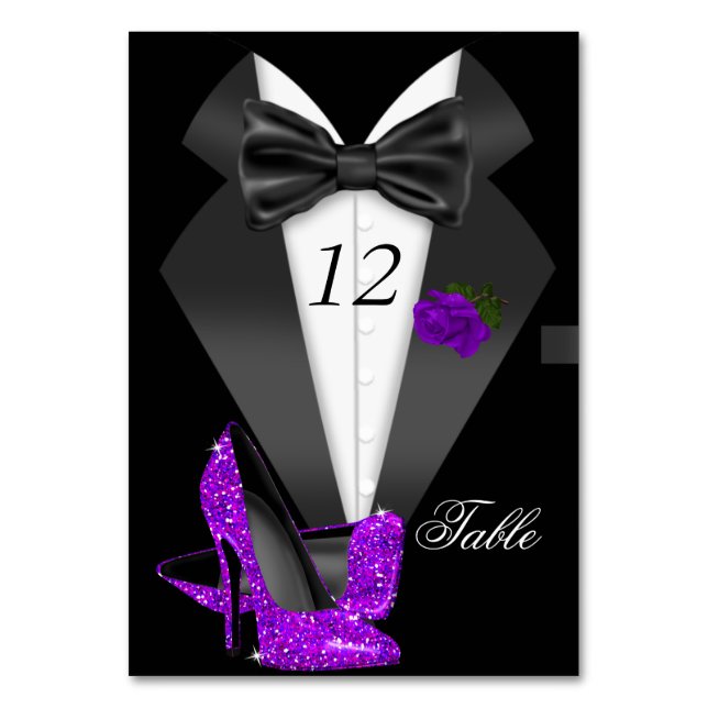 Formal Tuxedo Black Pur Heels Table Number Seating (Front)