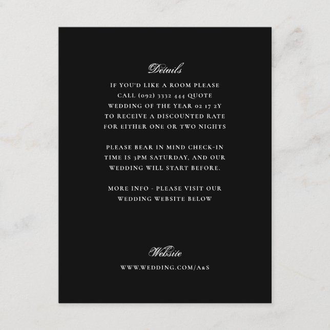Formal Tuxedo Black Wedding Details Enclosure Card (Front)