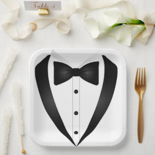 Formal Tuxedo Square Paper Plate
