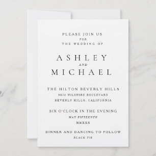 Formal Typeset Classic Black Tie Couple Hosted Invitation