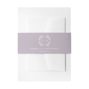 Formal Vintage Lavender Monogram Wedding Invitation Belly Band
