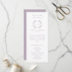 Formal Vintage Lavender Monogram Wedding Program Programme