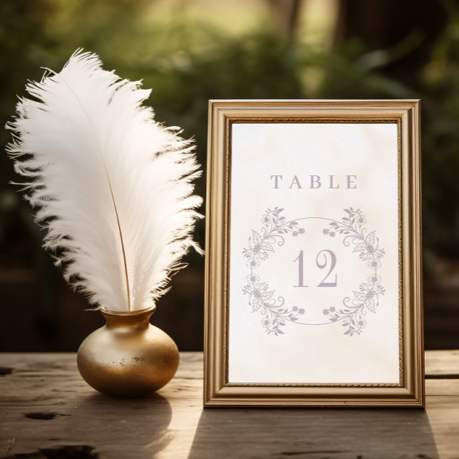 Formal Vintage Lavender Monogram Wedding Table Number (Creator Uploaded)