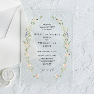 Formal Vintage Rustic Wildflower Wedding Acrylic Invitations