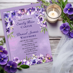 Formal Violet Floral Evening Wedding Invitation