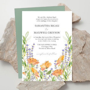 Formal Watercolor Flower Wedding Invitations