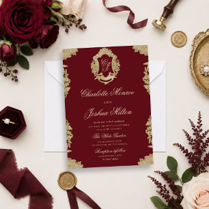 Formal Wedding Invitation Vintage Monogram