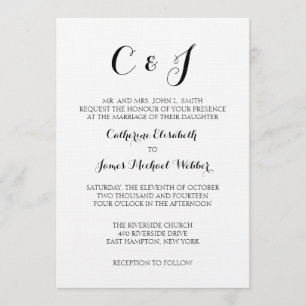 Formal Wedding Invitation Wording Bride's Parents