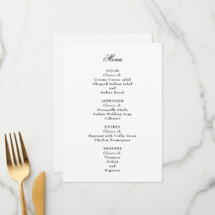 Formal Wedding Menu