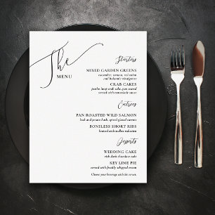 Formal Wedding Menu Elegant Black White