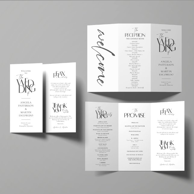 Formal Wedding Program Black White (Creator Uploaded)