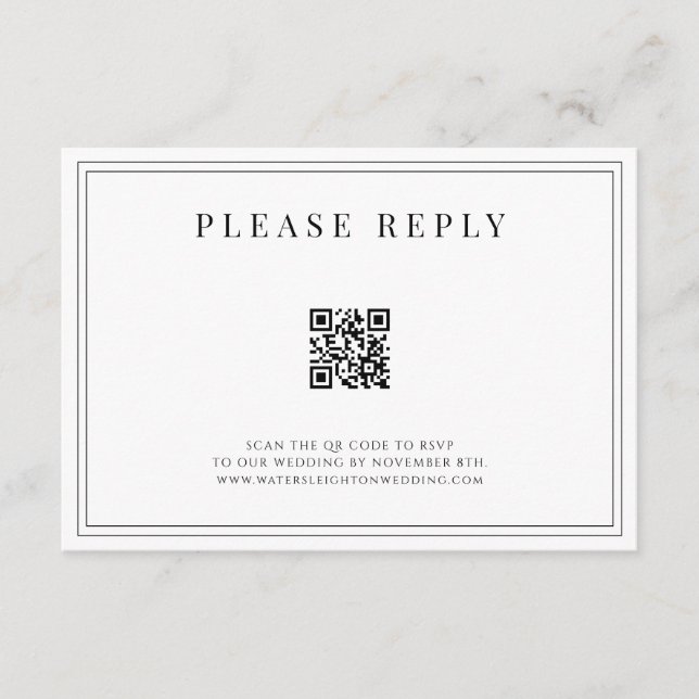 Formal Wedding QR Code RSVP Card (Front)