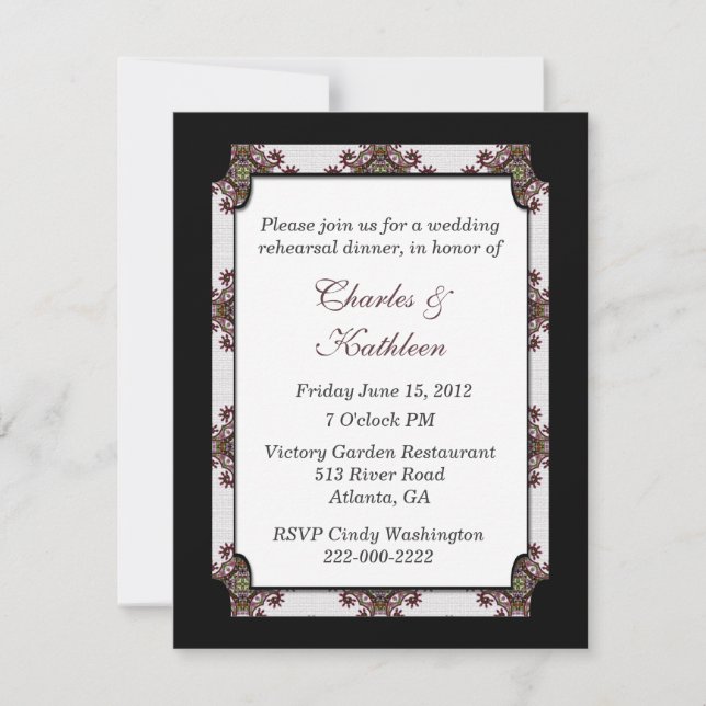 Formal Wedding Rehearsal Dinner Invitation (Front)
