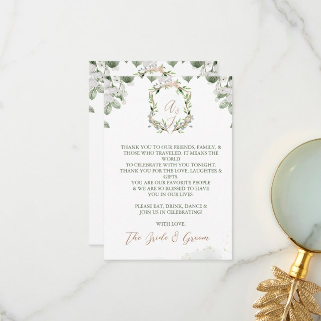 Formal Wedding Thank you Card Gift Favours (Front/Back In Situ)